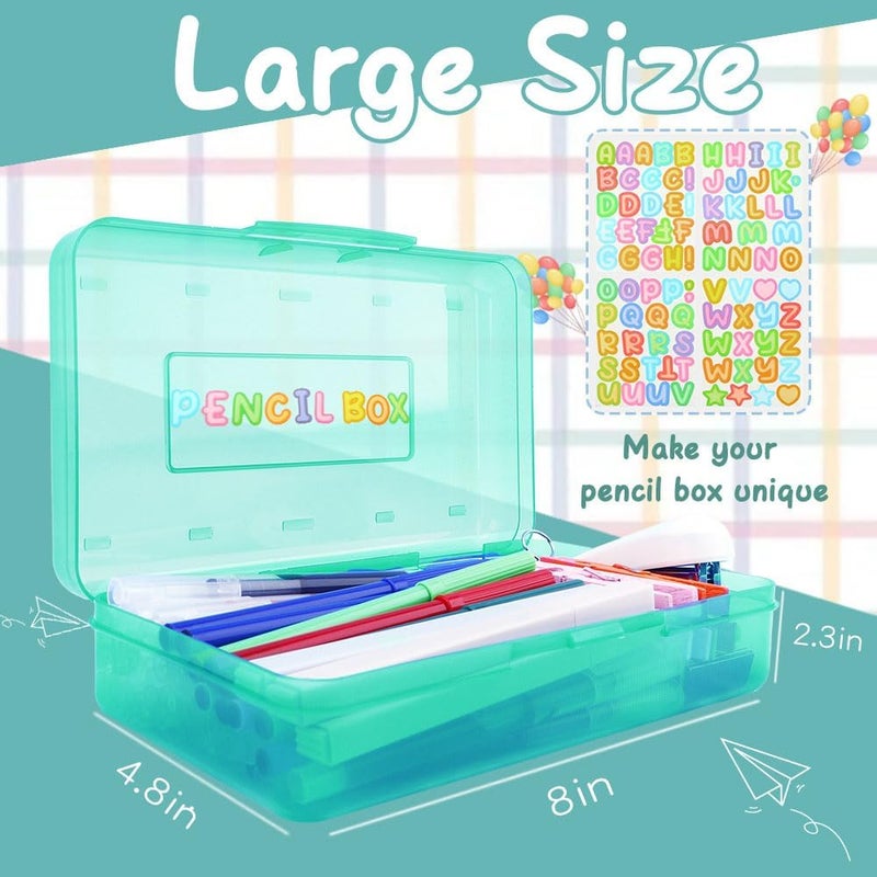 JIOMULIG Mint Green Hard Pencil Case Plastic Large Capacity Clear Pencil Box Crayon Box Organizer 1 Pack Storage Container Organizer Boxes for Pens School Stylish Art Office Supplies Storage Medium for Boys - Image 5